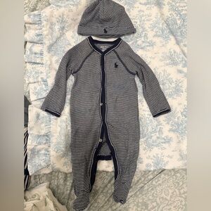Ralph Lauren Navy and White Striped Kids One Piece